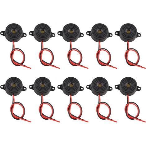 10 Pièces Alarmes Sonores électroniques DC 3-24 V Buzzer Alarme Piézo Son Continu Intermitent Bip Noir (1/5)