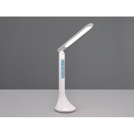 Akku Tischleuchte PATTY Info Panel per USB aufladbar Weiß dimmbar, Höhe 34cm