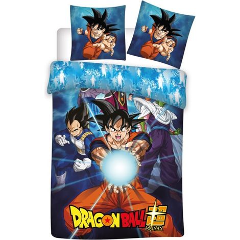 Parure de lit réversible Dragon Ball Z – Son Goku – 140 cm x 200 cm – 100% microfibre – Lavage machine à 30° – Aymax (1/2)