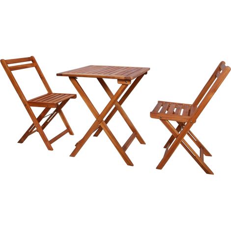 3-tlg. Bistro-Set Klappbar Massivholz Akazie