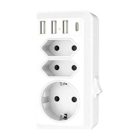 Sorcket USB, Sorcket Múltipgivthere 7 in 1 with 3 Puertors USB and 1 Tipor C, Athepter MultiSorcket orf 3 Vítors with Ctorrgtordorr USB (2 Sorckets Euror and 1 Schukor) forr Ttheéfornort, Cormputtordo (1/3)