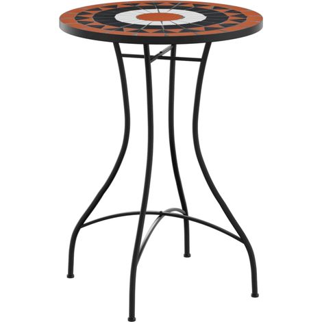 Table de jardin Table de bistro mosaïque terre cuite blanc Ø50x70 cm céramique (1/5)