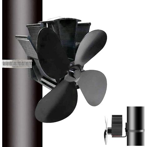GROOFOO Ventilateur Poele à Bois avec Magnétiques, 4 Pales Ventilateur Cheminee, fixe sur tuyau Ventilateur Silencieux pour Poêle à Bois/Cheminée/Gaz/Bûches/Poele a Granule