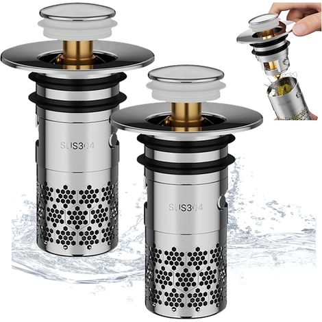 Récupérateur de cheveux escamotable en acier inoxydable pour la bonde de douche, l'entretien de la salle de bain, du lavabo ou de la baignoire.-AquaForge (1/5)