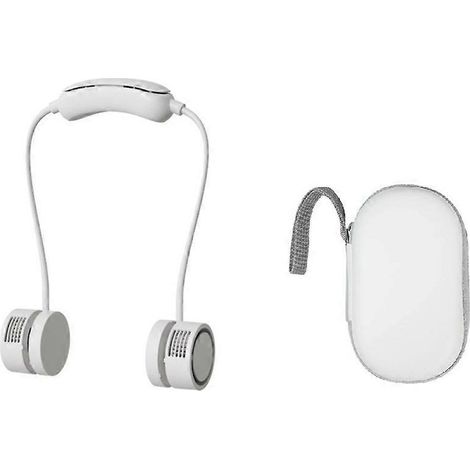 Ventilatore da collo con funzione di impacco freddo, mini ventilatore portatile da collo per viaggi e sport all'aria aperta + custodia (1/5)