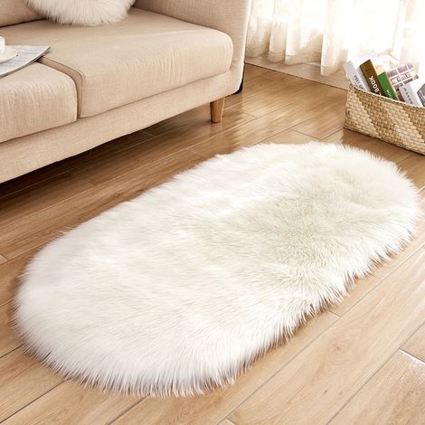 Tapis moderne, 80 x 50 cm, doux, pour chambre d'enfant, blanc (1/5)