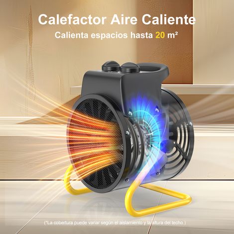 Calefactor de ventilador 2000W - Calefactor de ventilador eficiente, ideal para taller y obra, ángulo ajustable y termostato - DAHTEC (1/5)