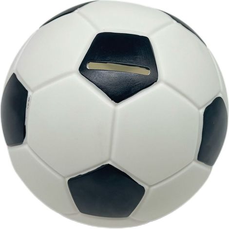 Tirelire prenant la forme d'un ballon de foot, robuste, idée cadeau, diamètre : 15 cm, noir et blanc (1/5)