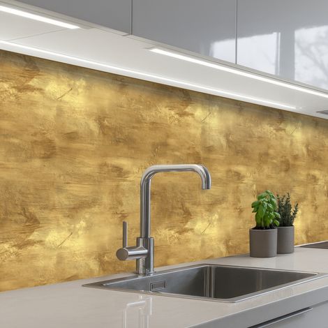 Kitchen Splashback Industrial - Texture - Gold 150x80 cm