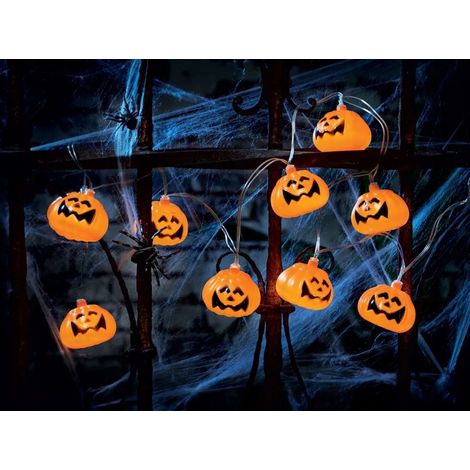 MELINERA LED-Lichterkette mit 10 Kürbissen für Halloween, 1,8 m (1/4)