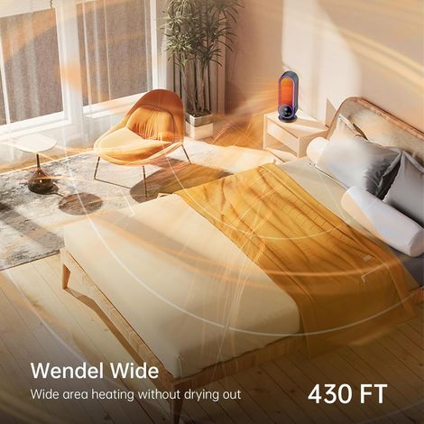 Stufa elettrica in ceramica PTC da 1200 W, 2 impostazioni di temperatura, timer da 30/60/90 minuti, protezione contro il surriscaldamento e il ribaltamento, colore grigio-violaceo - ALTRO (1/4)