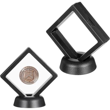 Porte-pièces de défi, lot de 2 cadres 3D flottants avec support, petite vitrine pour boucles d'oreilles, bagues, broches, médailles, boîte scellée anti-poussière et oxydation (1/5)