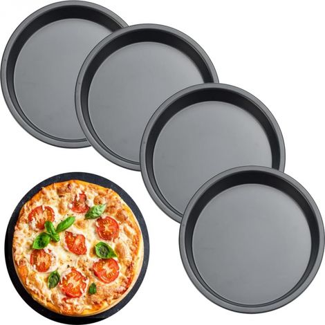 4 pièces moule à tarte en acier au carbone moule à gâteau antiadhésif plat à tarte moule à entremet moule à pizza moule à gâteau rond moule à four à (1/5)