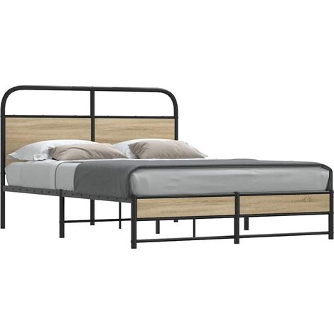 Cadre de lit sans matelas-Structure de lit 135x190 cm chêne fumé bois ingénierie 392402 (1/5)