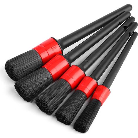 5pcs Brosse de Détail Auto Polyvalente Humide/Sèche, Nettoyage Lavage Brosses à Poils, Kit Outil Portatif pour Voiture (1/5)