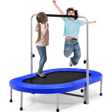 Trampoline pliable pour 2 personnes avec barre de maintien réglable, capacité de charge jusqu'à 150 kg (1/5)