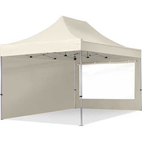 TOOLPORT 3x4,5 m Tente pliante - Alu, côté panoramique, crême (1/5)