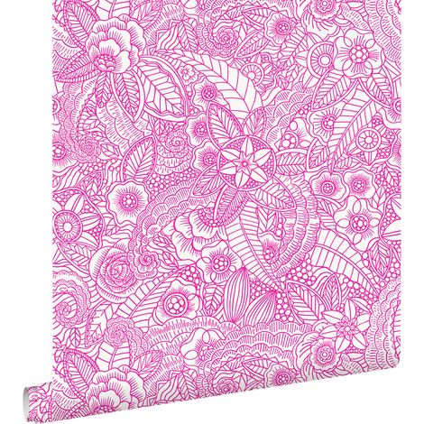 papier peint fleurs rose - ESTAhome (1/5)