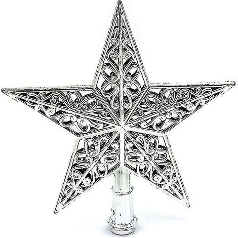 Étoile de Noël scintillante pour sapin de Noël, ajourée, 1 pièce, argentée (1/5)