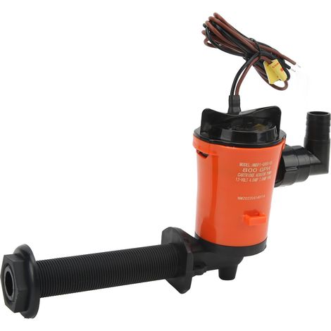 Pompe de vivier 800 GPH avec aérateur pour bac à appâts, pompe de cale submersible à cartouche 12 V pour bateau et usage marin (1/5)