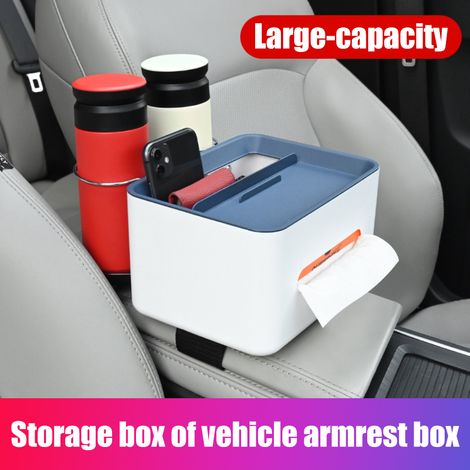 Mittelkonsole mit Getränkehalter, multifunktionalem Autositz-Organizer, Taschentuchbox, Ablage für Smartphone und Geldbörse, Autoinnenausstattung. (1/4)