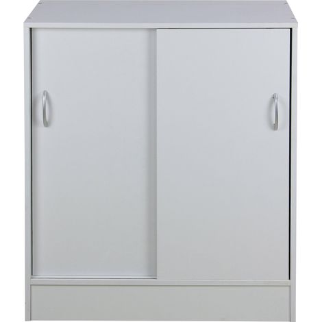 Mobiile 2 Ante Scorrevoli 3 Ripiani 60x30x71 cm in PB e Carta Bianco (1/3)