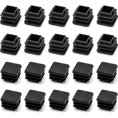 20 Stück 25x25 mm Vierkantrohrstopfen, Kunststoffrohrstopfen, schwarze Lamellenstopfen für Vierkantrohre, Vierkantrohrstopfen für Metallrohre, Stühle, Sofas, Tische und Regale (1/5)