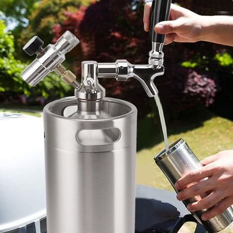 Mini fût à bière en acier inoxydable, fût à café, récipient de distribution automatique de 3,6 L, boîte plate 60 PSI, bec verseur en acier inoxydable. (1/5)