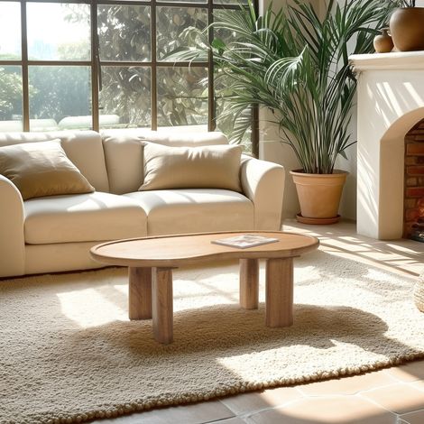AMY - Table basse 120cm forme organique en bois de mindi AMY (1/5)