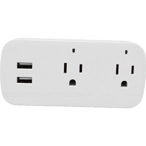 Intelligente WLAN-Bluetooth-Steckdose mit Sprachsteuerung, 2 AC-Steckdosen, USB-Anschlüssen, Überspannungsschutz und Mehrfachsteckdose für Schlafzimmer, Wohnzimmer und Büro (1/5)