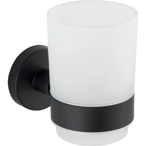 Porte-Brosse à Dents Uno Bosio Black Support Mural en INOX Noir Accessoires Salle de Bain Inclus vis et Chevilles Dimensions l x h x p 7 x 9,5 x 10,5 cm Matériau INOX Mat (1/5)