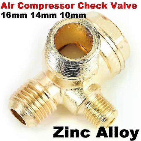 Clapet anti-retour pour compresseur d'air en alliage de zinc 16/14/10 mm, raccord fileté mâle à 3 orifices, accessoire d'outillage (1/5)