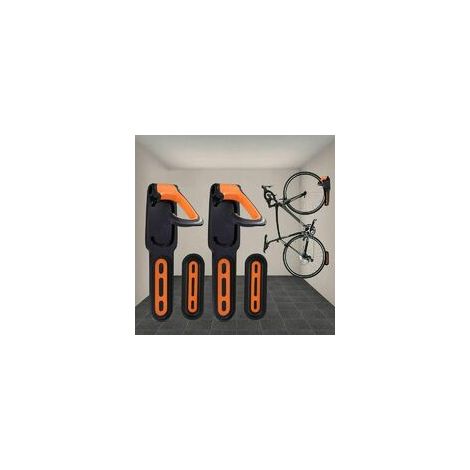 Support Mur Pour Vélo - 2 Pièces - Acier Robuste - Réglable En Hauteur - Revêtement Caoutchouc Anti-dérapant - Pour Intérieur Et Extérieur