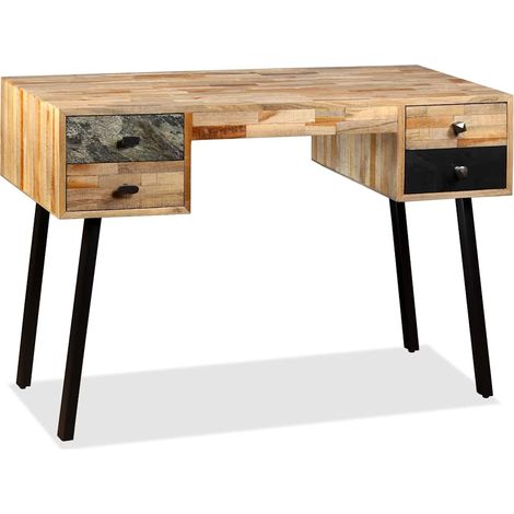 Maison Exclusive - Scrivania in Legno Massello di Teak di Recupero 110x50x76 cm (1/5)