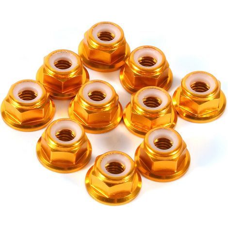10 Pièces Écrous Auto-Serrants Nylon M5 Aluminium Hexagone Doré (1/2)