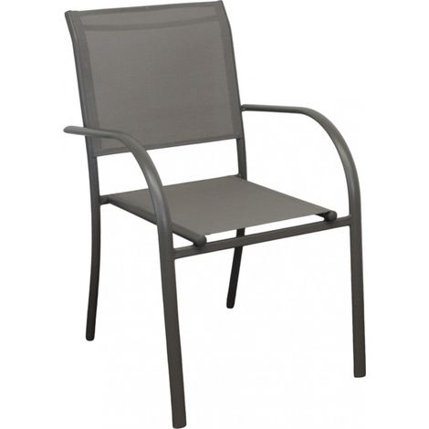 Sedia poltrona impilabile da esterno con struttura in alluminio e textilene Stamin - Grigio talpa