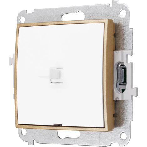 Módulo de interruptor sin marco, individual, fabricado en EE. UU., Karlik Mini, color blanco/dorado. (1/3)
