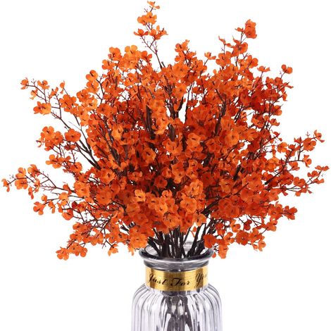 Ramo artificial de naranjas de 49 cm, 8 tallos de flores de seda para jarrón, tallo flexible para mesa, otoño. (1/5)