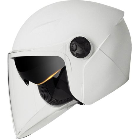 Casque Moto Double Visière Modulable Antichoc Confortable Intégral Homme Femme Blanc Perle (1/5)