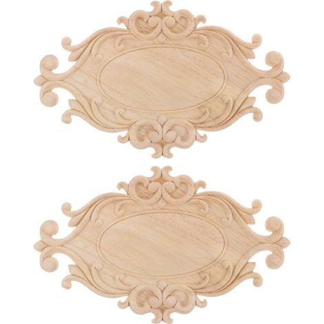 Lot de 2 appliques décoratives en bois sculpté à faire soi-même pour portes et meubles.-24.00X14.50X0.70CM (1/4)