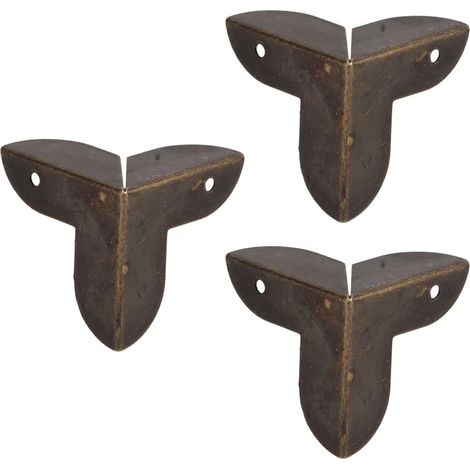 50Pcs Protecteur D'angle en Métal 091in à Trois Côtés en Bronze Antique Vintage Protecteurs de Sécurité Décoratifs Gardes de Matériel D'angle en Fer de Qualité Supérieure pour Bord Meuble
