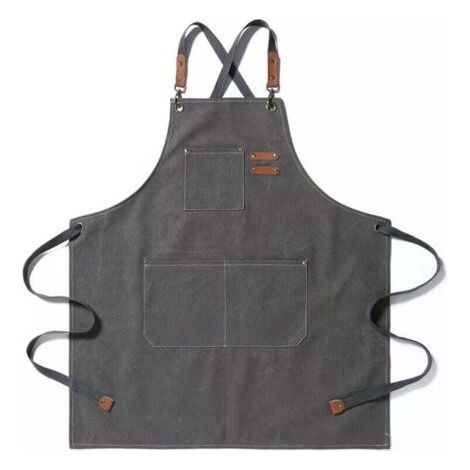 PA Tablier de Cuisine et Jardinage en Coton Réglable avec Grandes Poches pour Hommes et Femmes Gris (1/4)