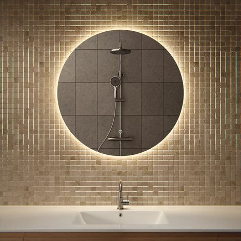Runder LED-Badezimmerspiegel mit schwarzem Rahmen, 80 cm – 3 dimmbare Lichtmodi – Antibeschlagfunktion – IP44 wasserdicht und Touch-Bedienung – rostbeständig (1/5)