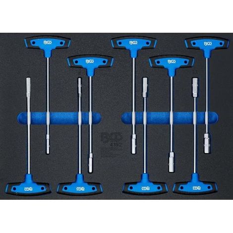 Juego llave de vaso bgs mango T cromado 6 14 mm