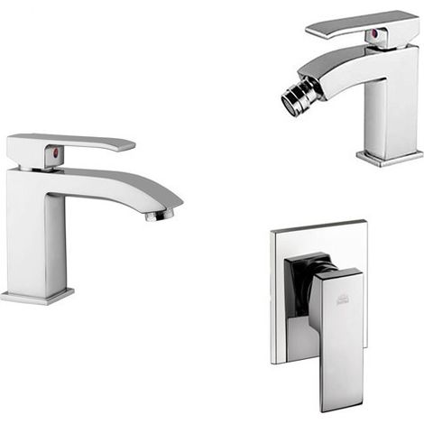 Composizione Level, miscelatori lavabo, bidet e doccia in ottone (1/4)