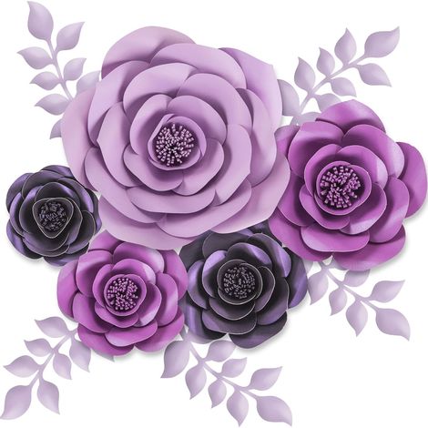 Décorations murales en fleurs de papier 3D grand format, idéales pour les mariages, les enterrements de vie de jeune , les fêtes prénatales, les (1/5)