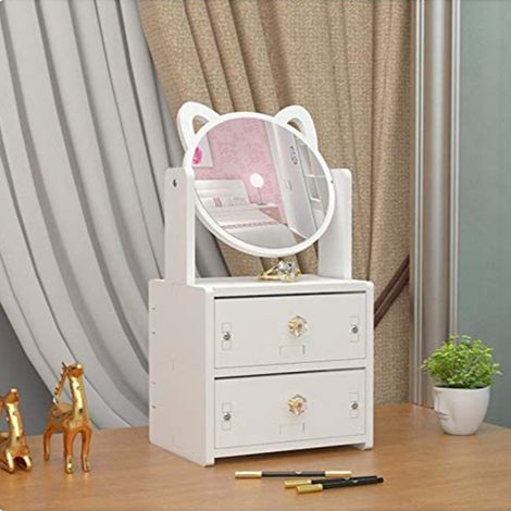 Organisateur De Maquillage - Boîte De Rangement Avec Miroir Réglable - Pour Salle De Bain, Coiffeuse Et Plan De Travail - 1 Pièce (1/5)