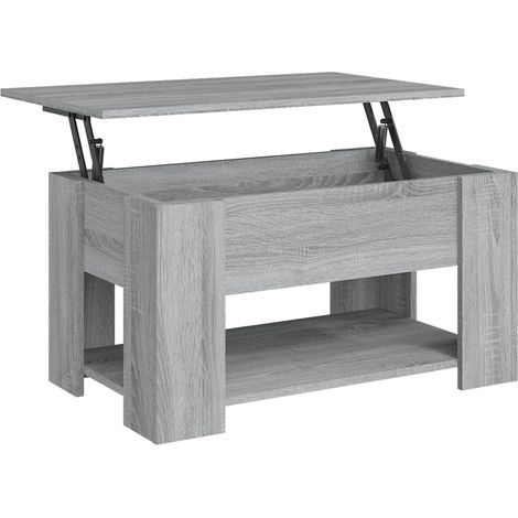 Tavolino con piano sollevabile 79 x 49 x 41 cm in legno ingegnerizzato grigio DEC040085