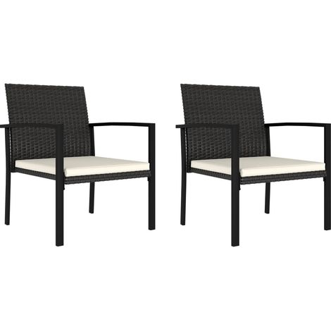 vidaXL Garden Dining Chairs 2 pcs Poly Rattan Black (1/5)