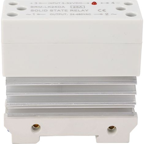 Module SSR monophasé DC à AC 25A Relais statique haute sensibilité à faible bruit avec entrée de dissipateur de chaleur Sortie 3-32VDC 24-480VAC (1/5)